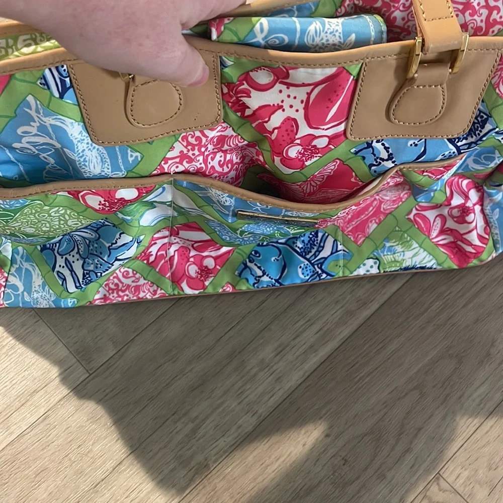 Lilly Pulitzer jubilee patchwork diaper bag with changing pad RARE